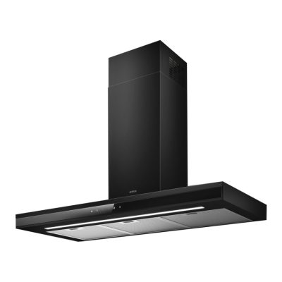 HOTTE CHEMINE ELICA DECORATIVE NOIR 60 CM INOX VERRE NOIR