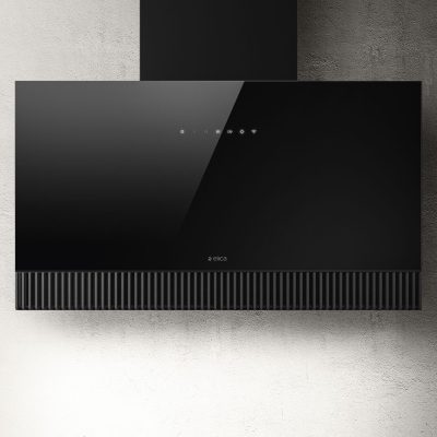 HOTTE CHEMINE DECORATIVE ELICA EN VERRE NOIR