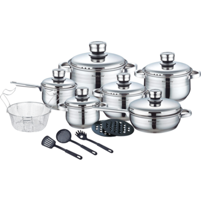 BATTERIE DE CUISINE ROYALTY LINE 18 PCS EN ACIER INOXYDABLE