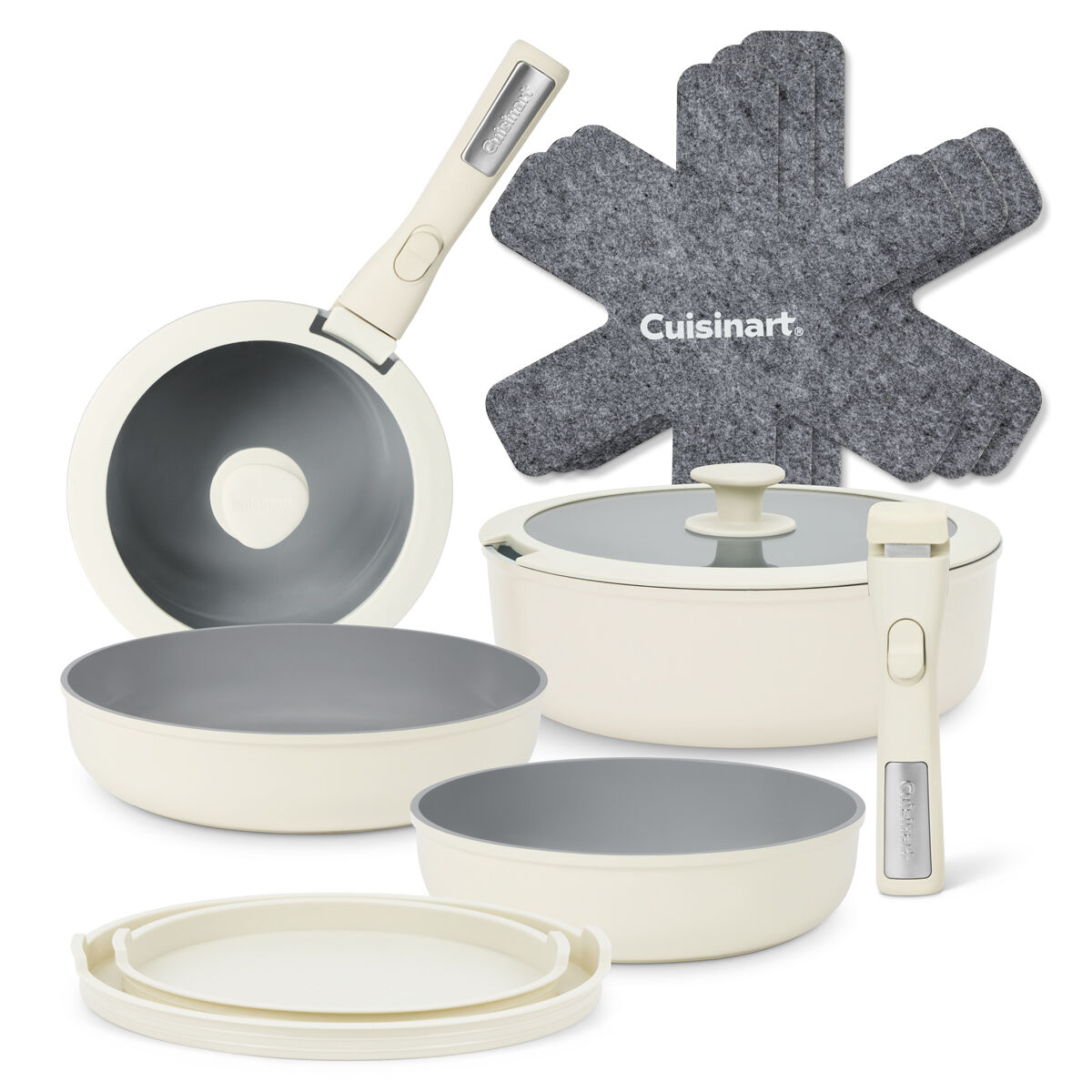 BATTERIE DE CUISINE CUISINART BEIGE Antiadhésive à Poignée Amovible