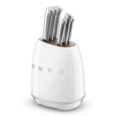 BLOC COUTEAUX SMEG BLANC 6PCS ACIER INOX