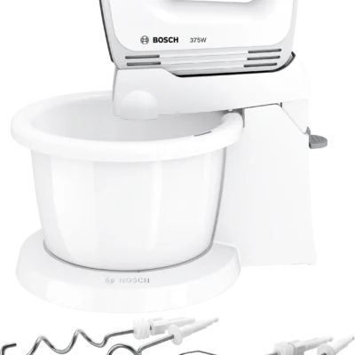 BATTEUR ELECTRIQUE BOSCH 4 VITESSES 375W + BOL A ROTATION AUTOMATIQUE BLANC